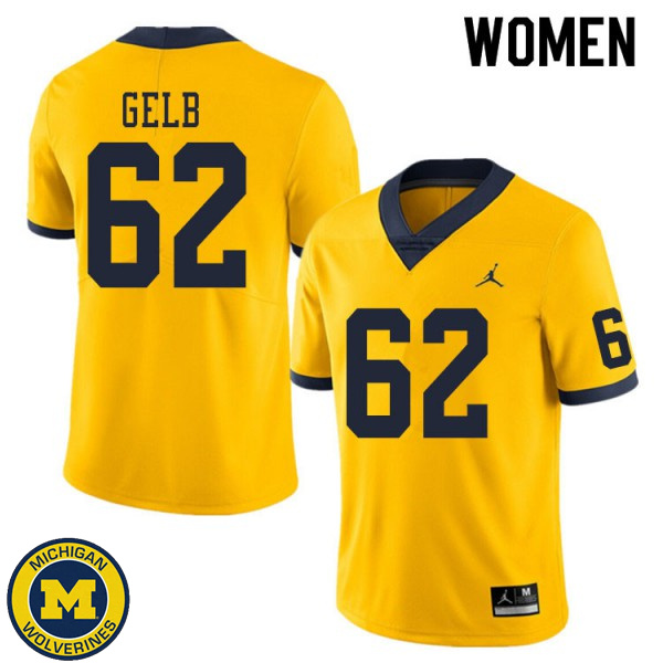 Womens Michigan Wolverines #62 Mica Gelb Yellow University Football Jersey